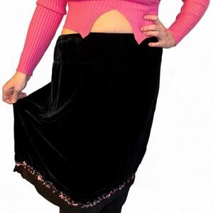 Vintage dressbarn velvet plus size skirt pink floral